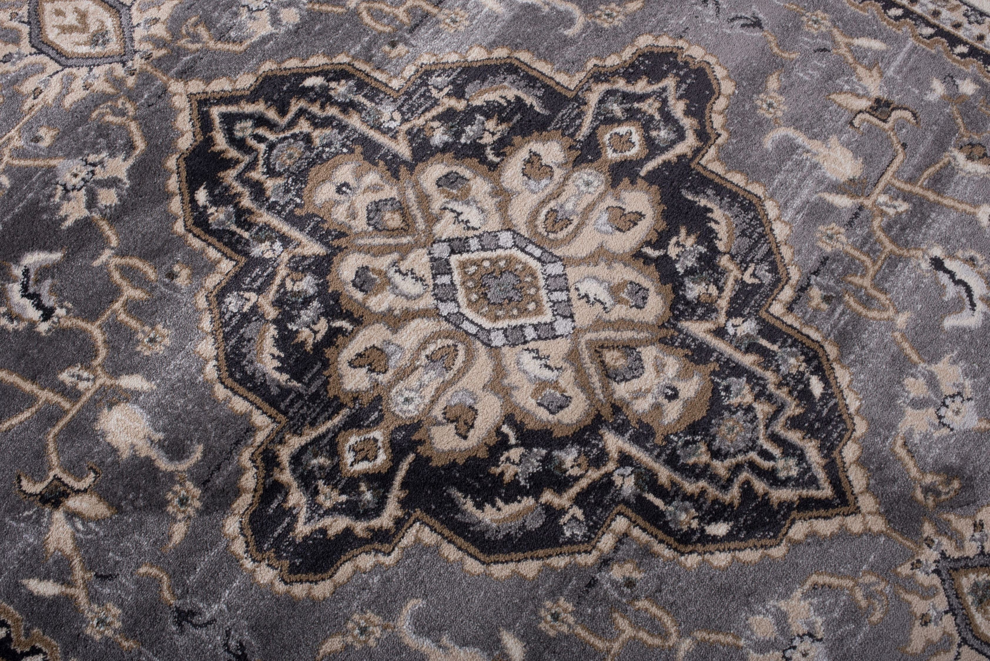 Mazovia Orientteppich Oriente Teppich - Traditioneller Teppich Orient Grau, 60 x 100 cm, Geeignet für Fußbodenheizung, Pflegeleicht, Wohnzimmerteppich