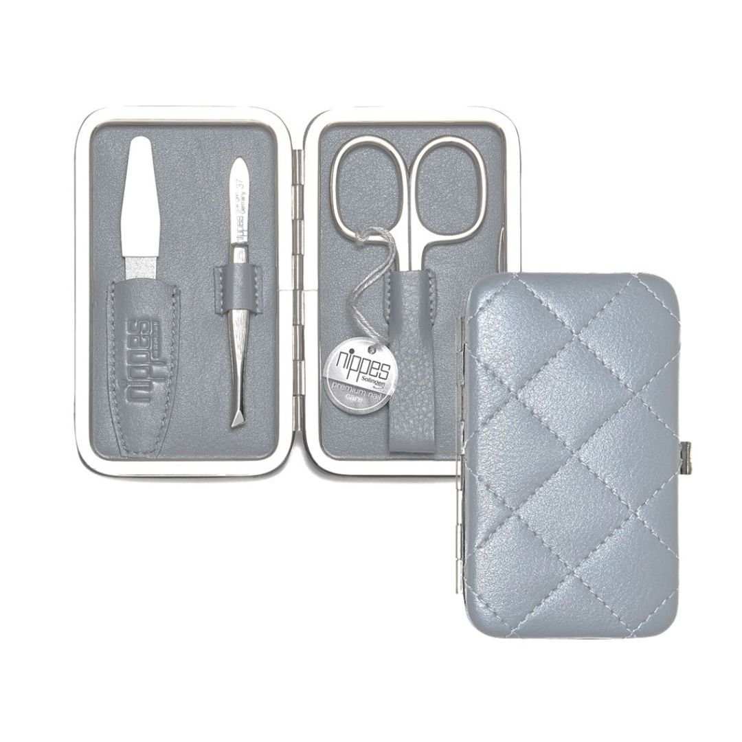 nippes Solingen Maniküre-Etui Maniküre Set RAUTE aus Lamm-Nappa-Etui und Vernickelten Instrumenten, 3 tlg., echtes Leder innen und außen