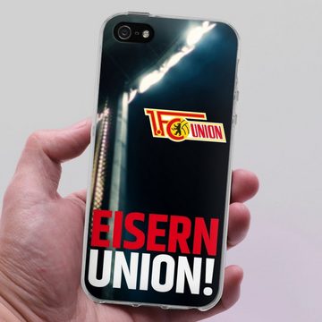 DeinDesign Handyhülle Fanartikel 1. FC Union Berlin Fußball Eisern Union Typo, Apple iPhone SE (2016-2019) Silikon Hülle Bumper Case Smartphone Cover