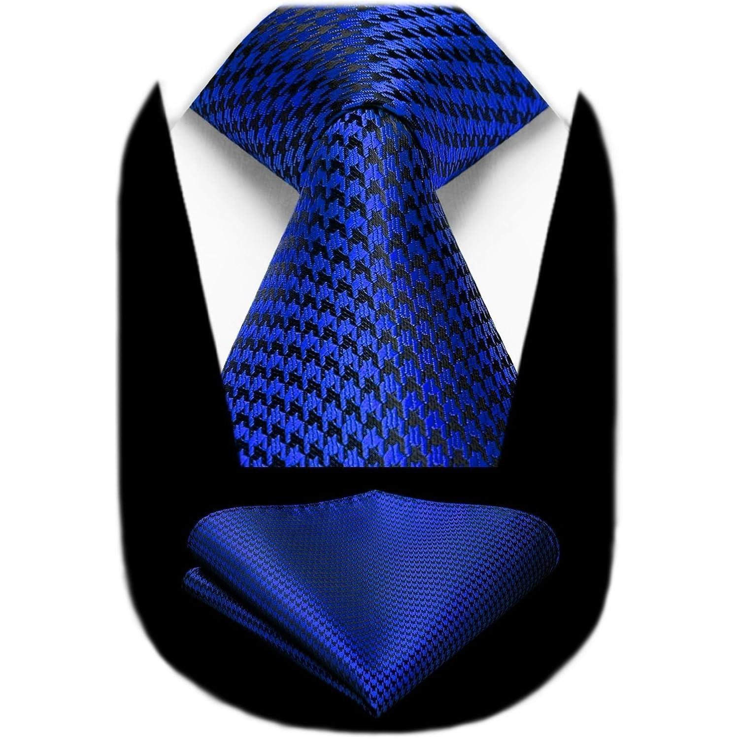 LuxusKollektion Krawatte Krawatte Herren Einstecktuch Set Hochzeit Business Party Königsblau