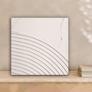 OneMillionCanvasses® Leinwandbild Kunst - Weiß - Linien - Abstrakt, (1 St), Leinwand Bilder für Wohnzimmer Schlafzimmer, 20x20 cm