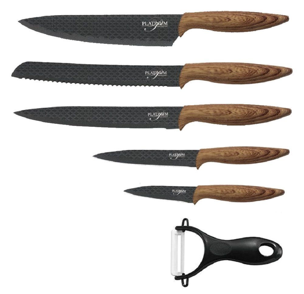 Cheffinger Messer-Set 6 teiliges Messerset (5 Messer & 1 Sparschäler) in Klappbox mit Magnetverschluss scharfe Messerklingen Küchenmesser Fleischmesser hellesholz