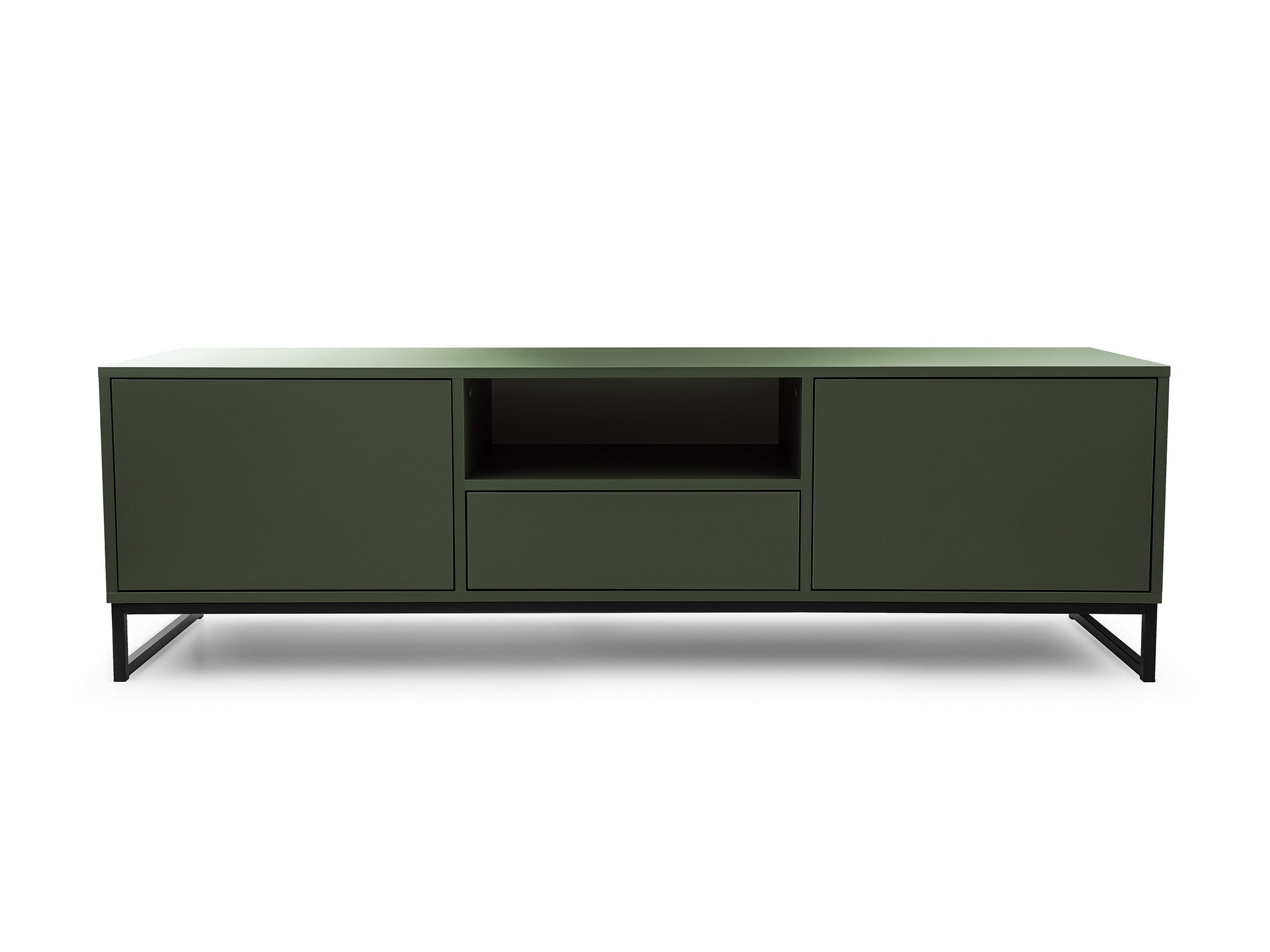 Beautysofa TV-Schrank GIANA elegante grifflos mit 2 Türen und Schublade (erhältlich in Sandbeige oder Flaschengrün) Breite: 160 cm