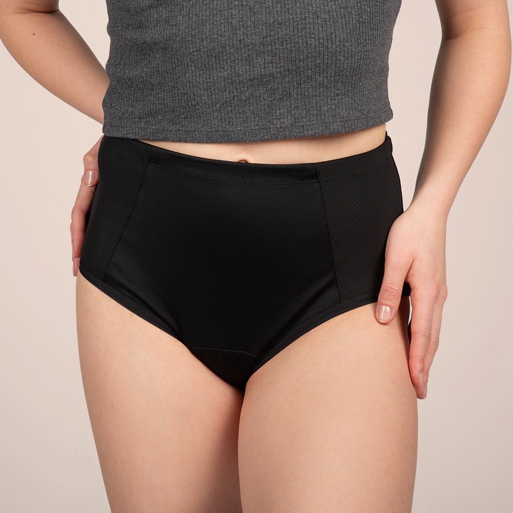 Taynie Inkontinenzslip Highwaist Inkontinenzslip aus / Bio Inkontinenzunterwäsche ultra Schwarz Baumwolle