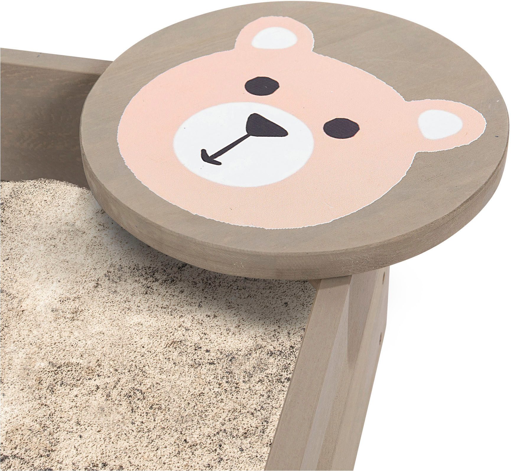 MUDDY BUDDY® Sandkasten Wild Bear, mit Matschwanne, Grill, Kochfeld, warmgrau/puderrosa