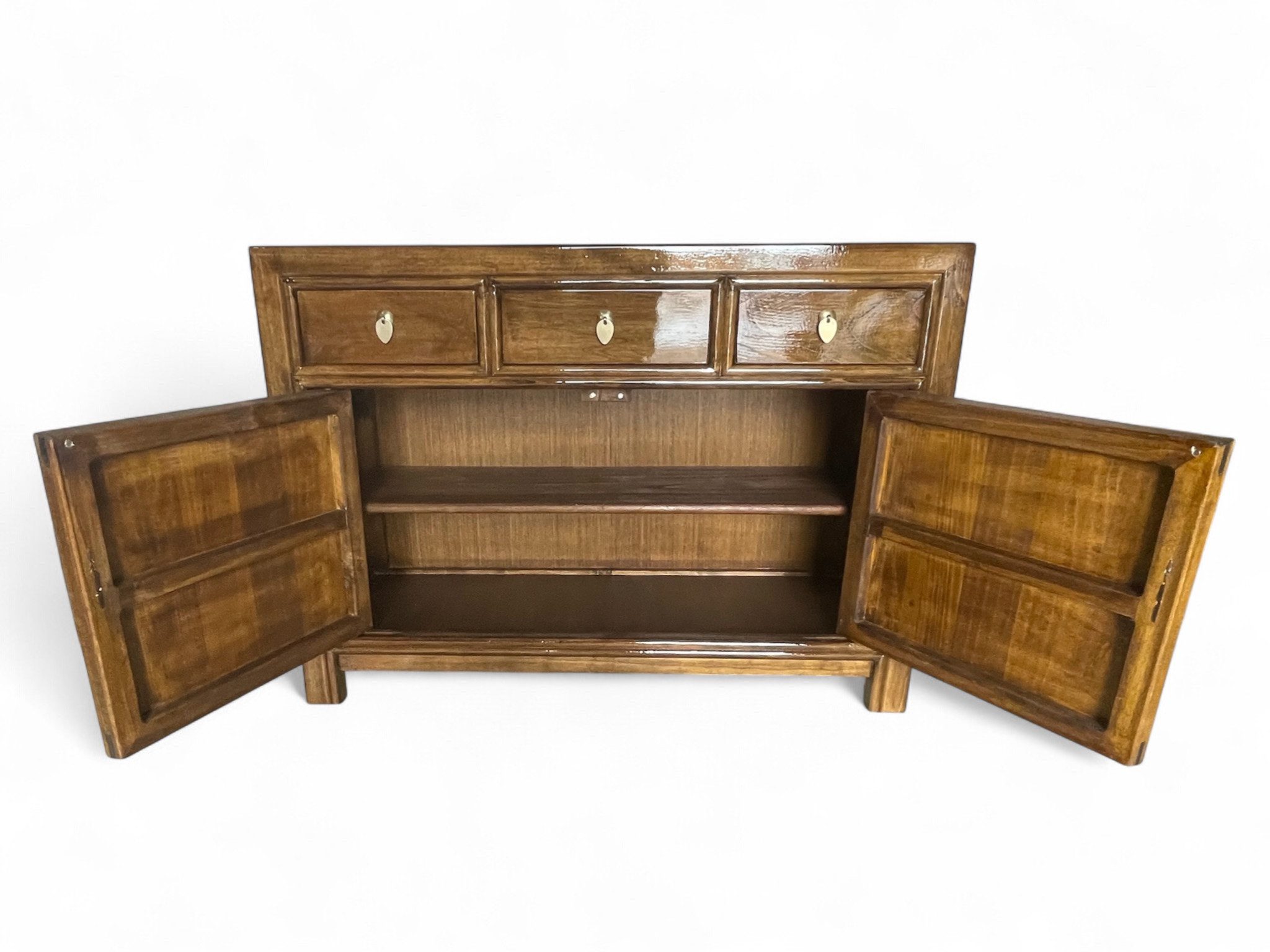 OPIUM OUTLET Kommode Vintage Schrank Sideboard braun asiatisch chinesisch orientalisch (B x T x H: 117 x 40 x 85 cm, Anrichte Buffet kastanien-braun), Asia Möbel Hochzeitsschrank komplett montiert