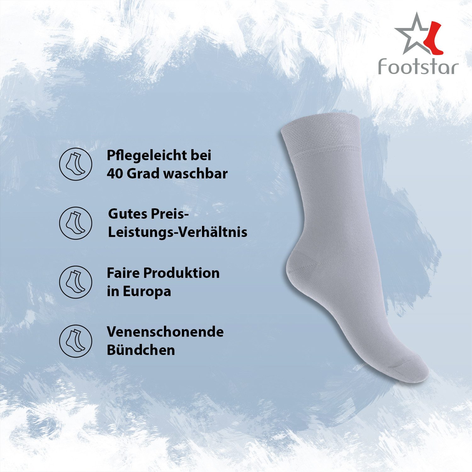 Footstar Basicsocken EVERYDAY! 10 PAAR Damen Herren Socken mit Baumwolle Basic Socken