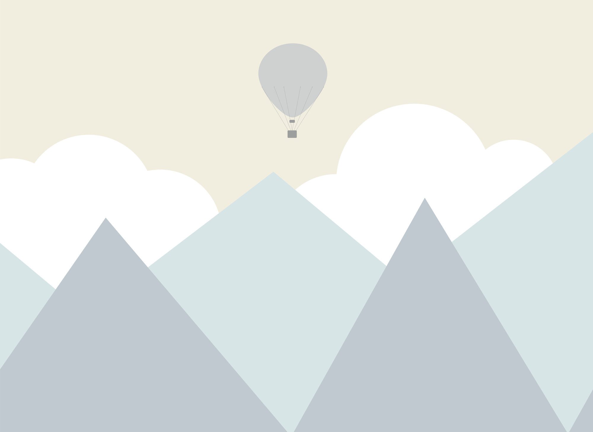 A.S. Création Vliestapete Fototapete Berge mit Heißluftballon Pastell, strukturiert, matt, (1 St)