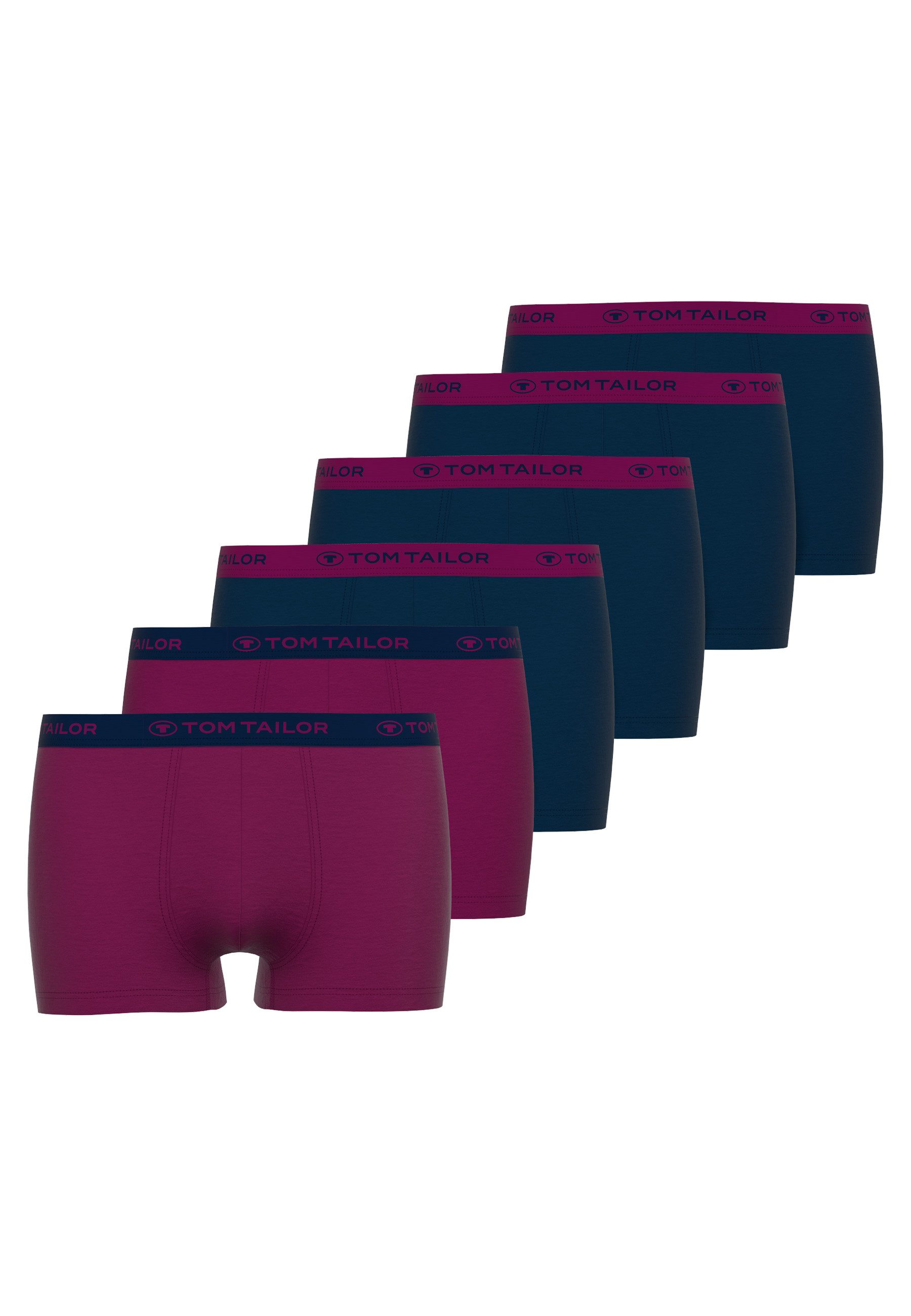 TOM TAILOR Boxershorts Buffer (6er Pack) feuchtigkeitsregulierend, eng, atmungsaktiv, Logobund, Baumwollmix