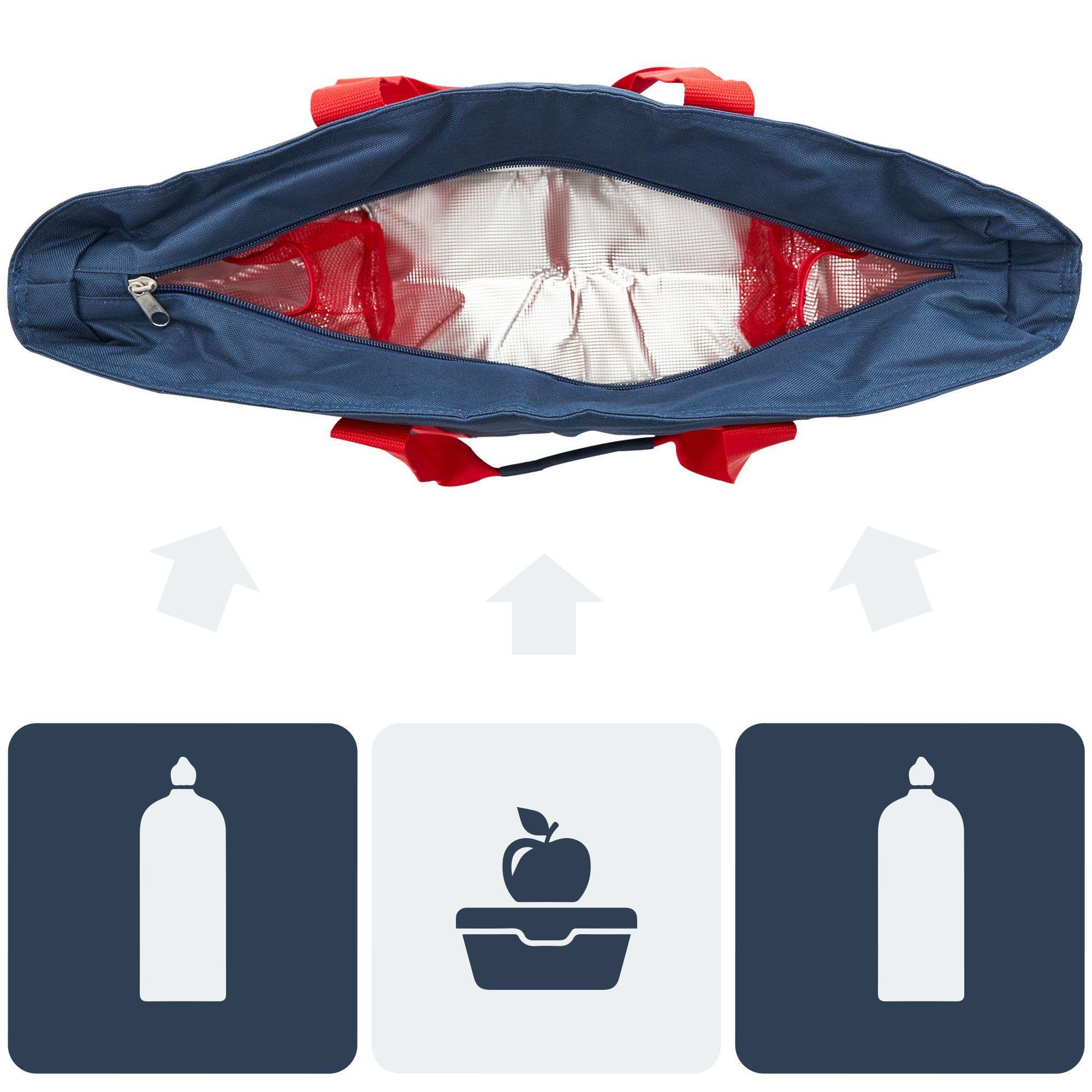 Flaschenfächer Kühlfunktion achilles Freizeittasche / navy mit rot mit Einkaufsshopper Shopper-Tasche