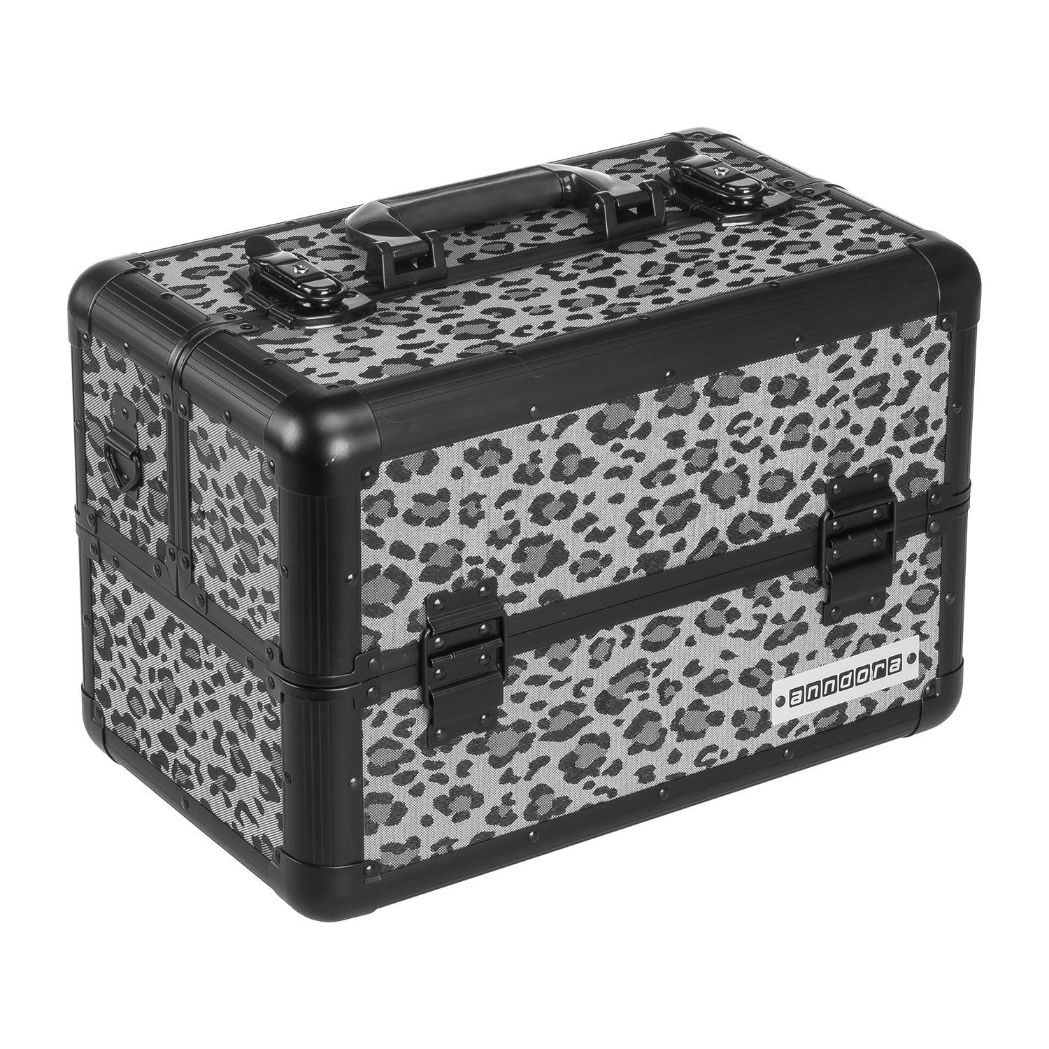 anndora Kosmetikkoffer Multikoffer Rahmenkoffer mit leoprint, variable Fächerunterteilung - Tragegurt - abschließbar