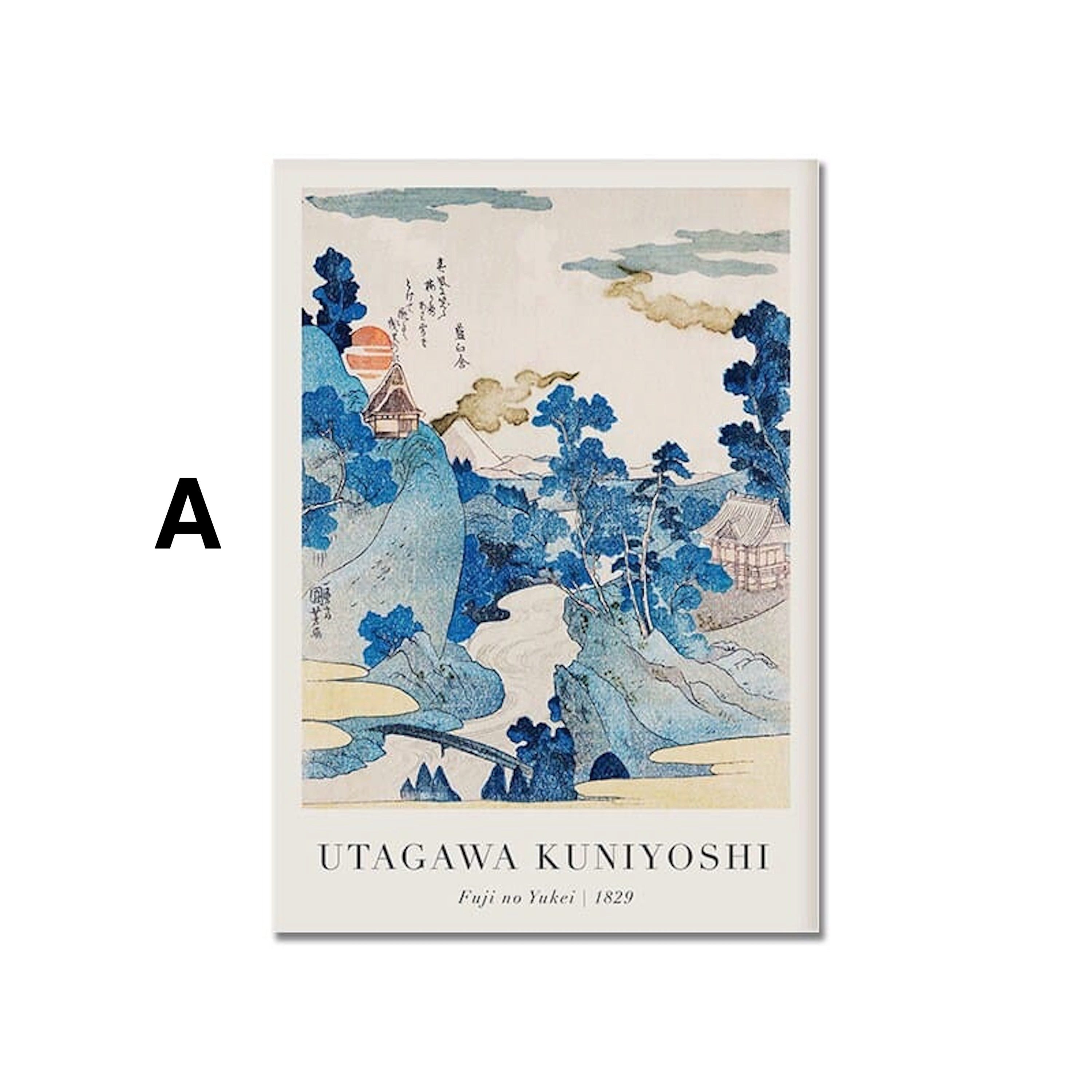 JUSTGOODMOOD Poster Vintage Japanische Landschaft Abstrakte Meer Welle Traditionell als De, C (1 St)