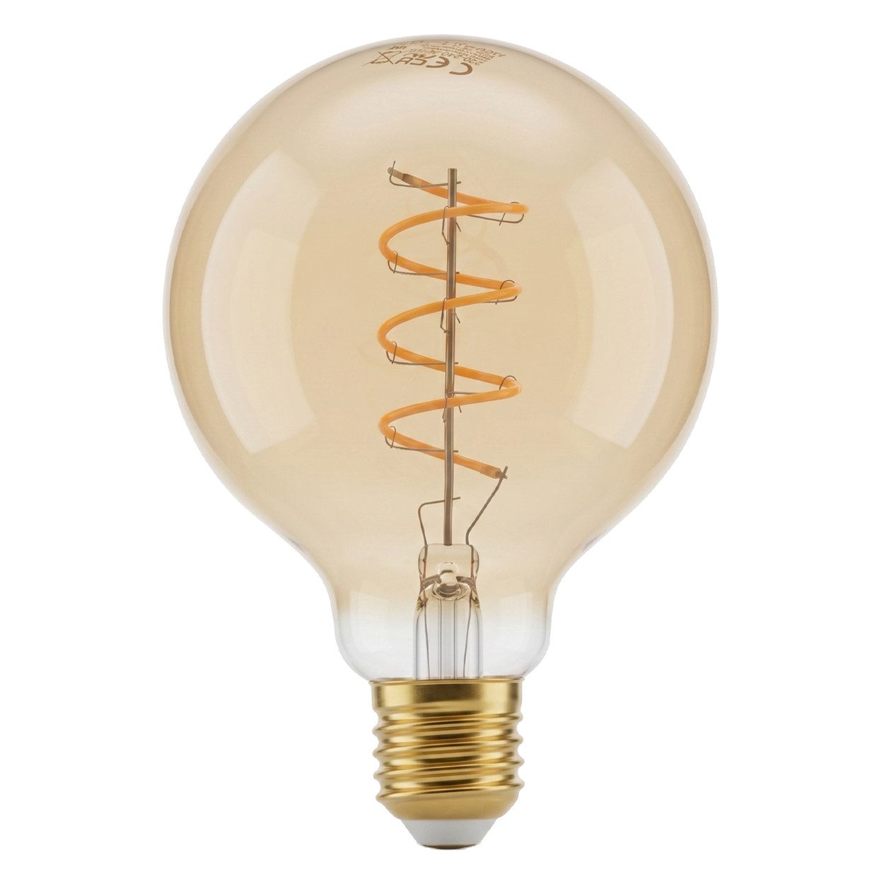 hofstein LED-Leuchtmittel 5er Set Glühbirne Extra Warmweiß dimmbar 6 Watt, E27, 2200 Kelvin, 320 Lumen, Globe Vintage, Filament Spirale, Amber