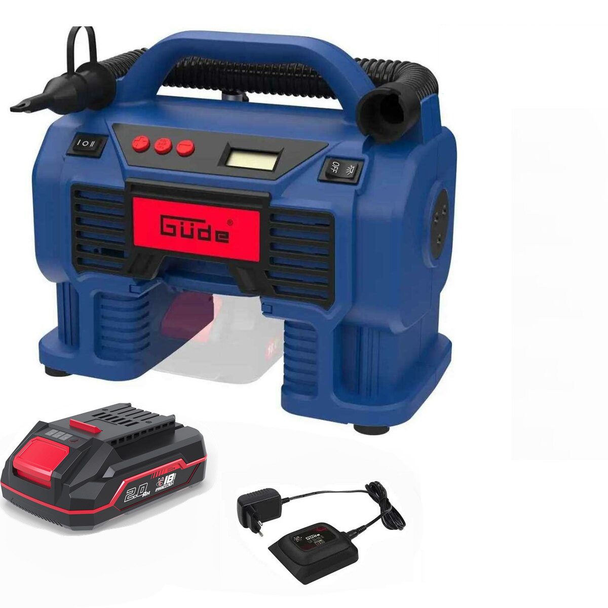 Güde Kompressor Güde 18V Kompressor K 18-05 mit Akku 2.0 Ah und Zigarettenanschluss