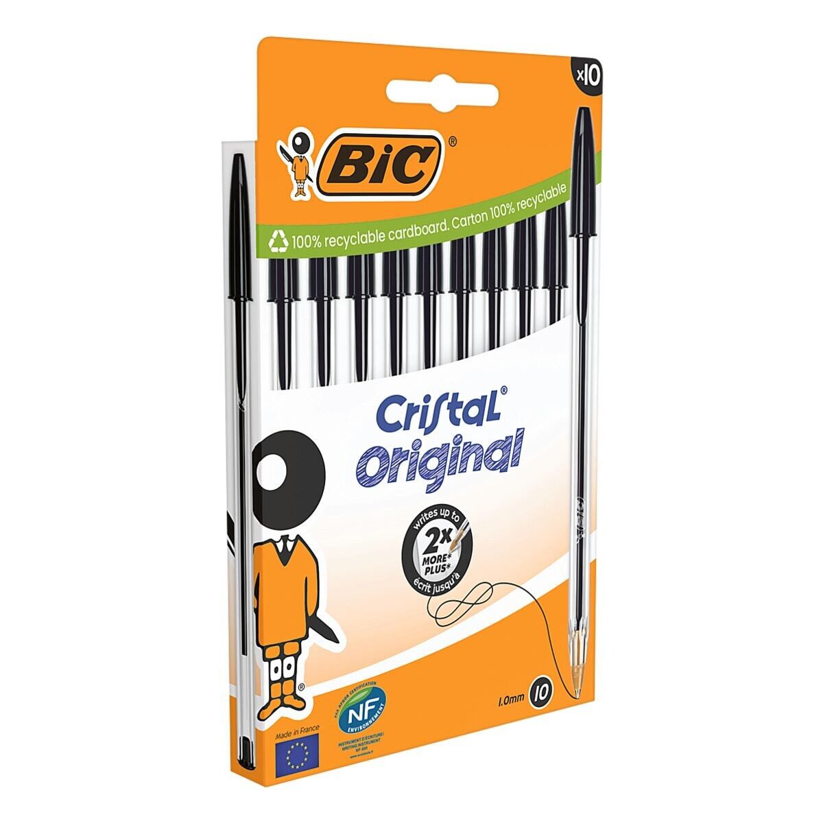 BIC Kugelschreiber Cristal Original, (10-tlg), Strichstärke: 0,4 mm, mit Kappe – Bild 4 von 4