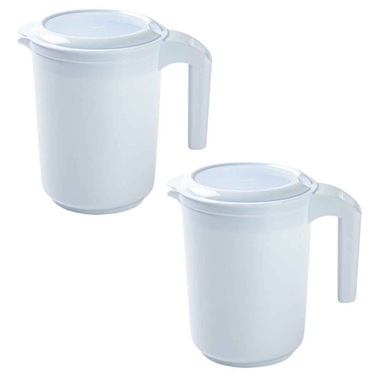meberg Rührschüssel 2er Set Mixbecher für Stabmixer Weiß Backzubehör Sahnebecher, (Becherset mit Spritzschutz, 2-tlg), Eischneebecher 1,5 L Rühschüsselset mit Deckel mit Ausgießer