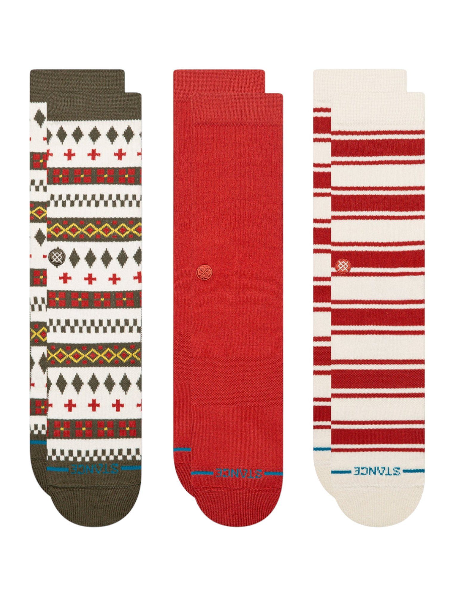 Stance Socken Tagessocke Cabin Days Crew olive/rot/weiss - 3 Paar