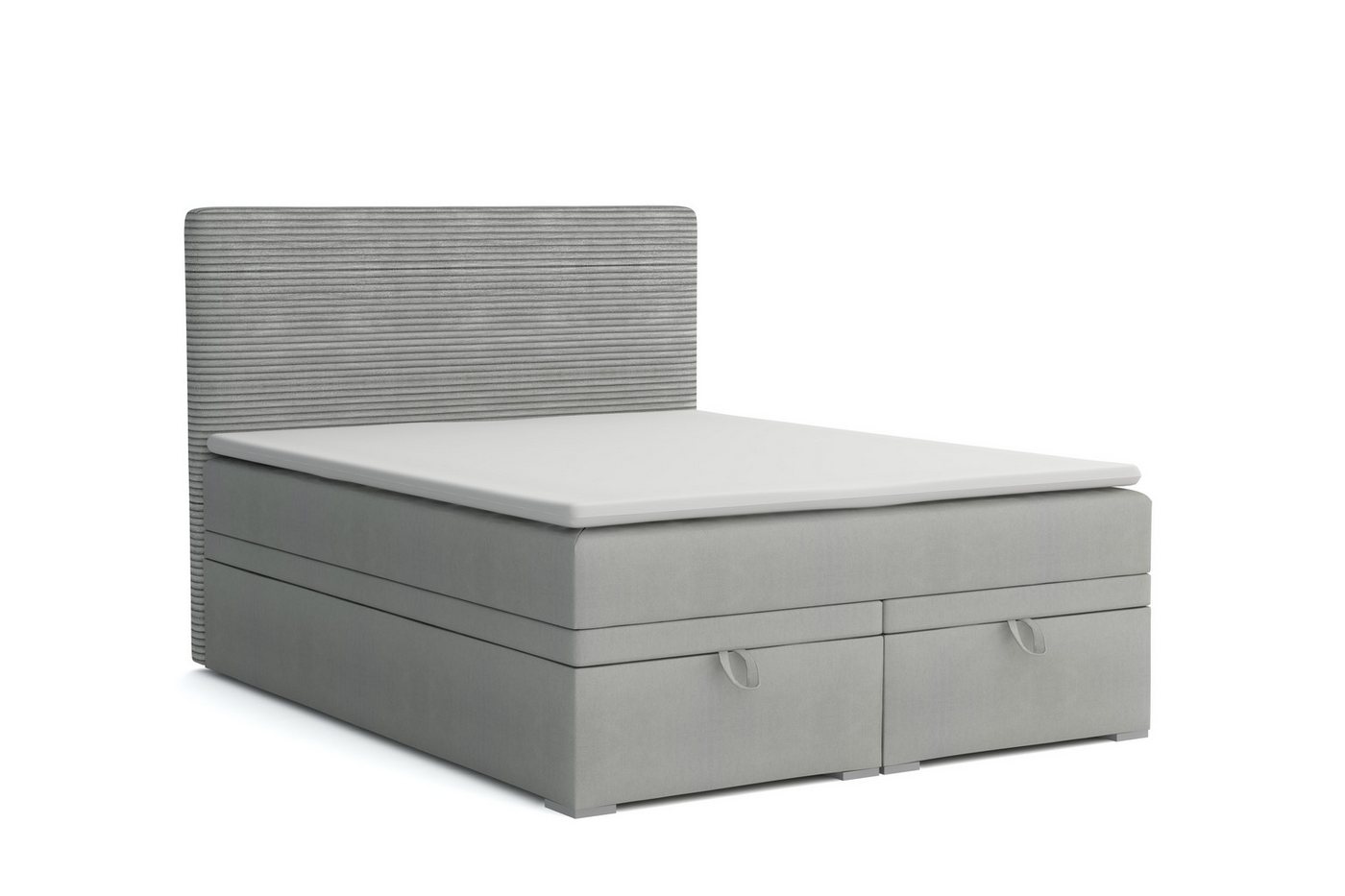 Deine Möbel 24 Boxspringbett DARO Boxbett Polsterbett Komplettbett Bett mit einer Matratze H4 (Taschenfederkernmatratzen 7 Zonen H4 Grau Hellgrau Schwarz Anthrazit Beige Samt Velour, 2-St., in Velour und Cord - Stoff), inkl Topper, Bettkasten 120x200 140x200 160x200 180x200 200x200