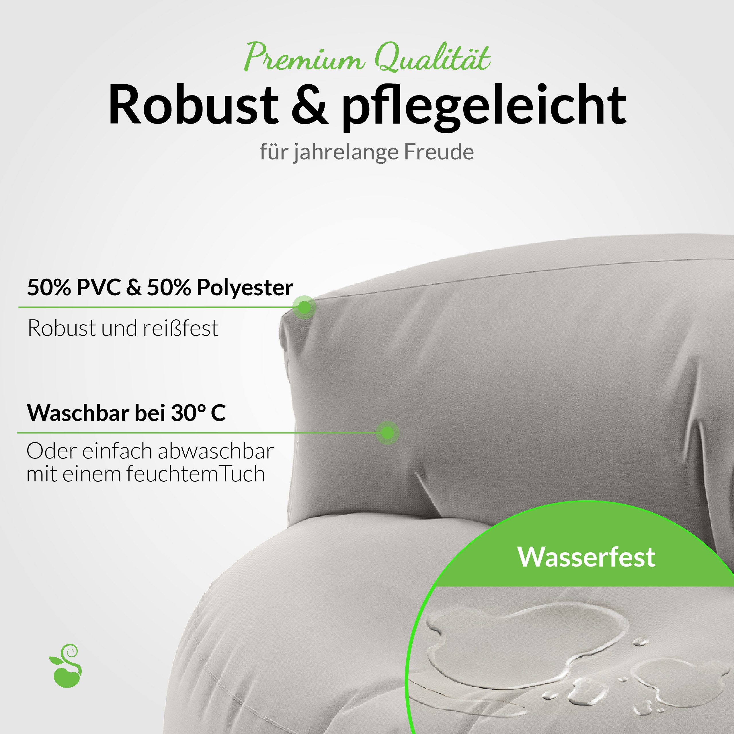 Green Bean Sitzsack Sitzsack Sofa Indoor Outdoor Lounge (mit Rückenlehne, wasserabweisender & abwaschbarer Bezug), Couch Sitzmöglichkeit Gartenliege mit Rückenl – Bild 5 von 5