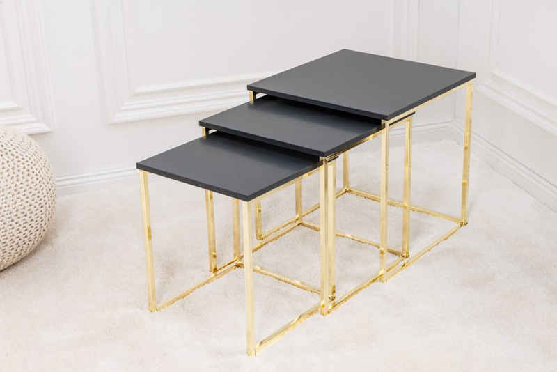 riess-ambiente Beistelltisch ELEMENTS 40cm anthrazit / gold (Set, 3-St), Wohnzimmer · Hochglanz · Metall · platzsparend · Modern Design