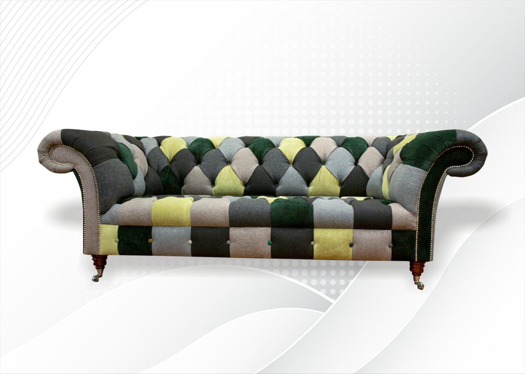 Sofa Polstermöbel in luxus Buntes Made Dreisitzer, Chesterfield Europe JVmoebel Design Couch Chesterfield-Sofa