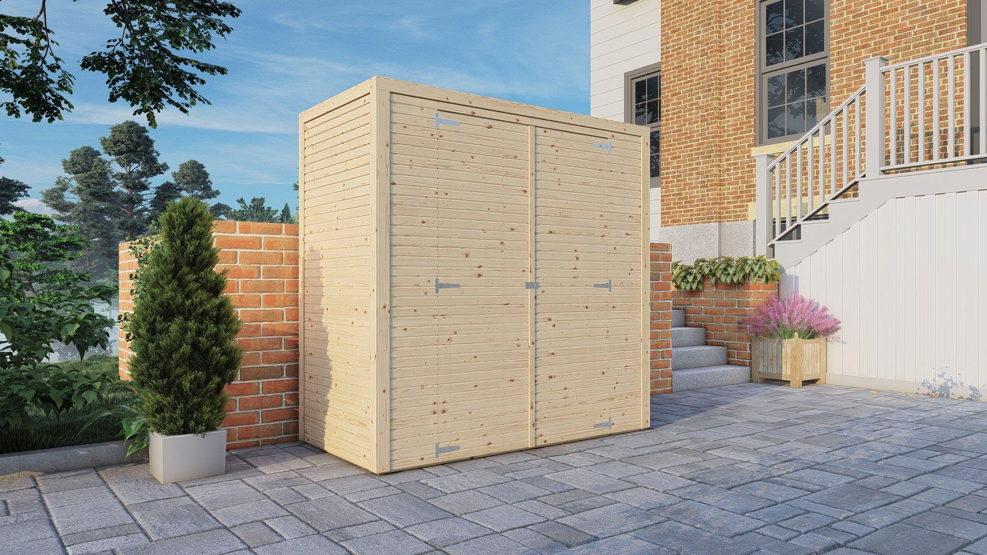 KONIFERA Gartenhaus Beno 1 Fineline Flachdach, BxT: 207x110 cm