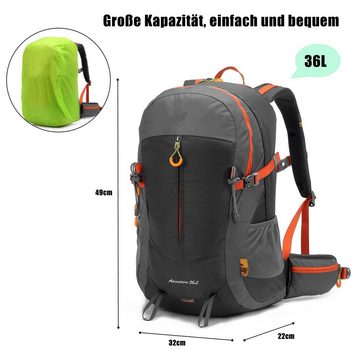 TAN.TOMI Wanderrucksack 36L Großer Wanderrucksack mit Rückenbelüftung, Wasserdicht (Einschließlich Regenschutz), mit Regenschutz für Outdoor Reisen Camping Trekking