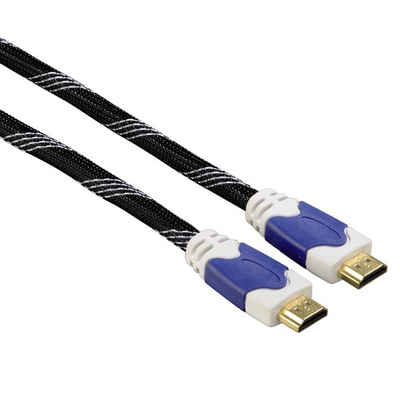 Hama High Speed 4K UHD HDMI-Kabel Ethernet Gewebe Video-Kabel, HDMI, (150 cm), 4K UHD Full HD TV ARC 3D 1080p HD TV LED LCD OLED vergoldete Stecker