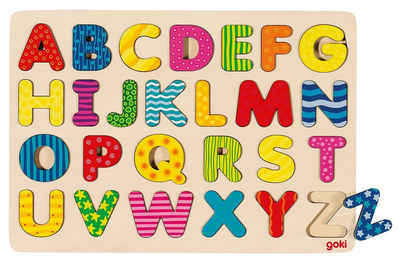goki Steckpuzzle Alphabetpuzzle Holzpuzzle Schule Vorschule, 26 Puzzleteile, Buchstaben schnell lernen