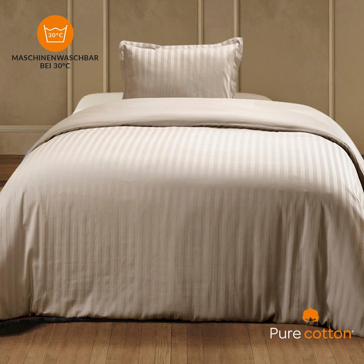 Pure cottom Bettwäsche Satin-Bettwäsche taupe, Baumwoll-Satin, verschiedene günstig online kaufen