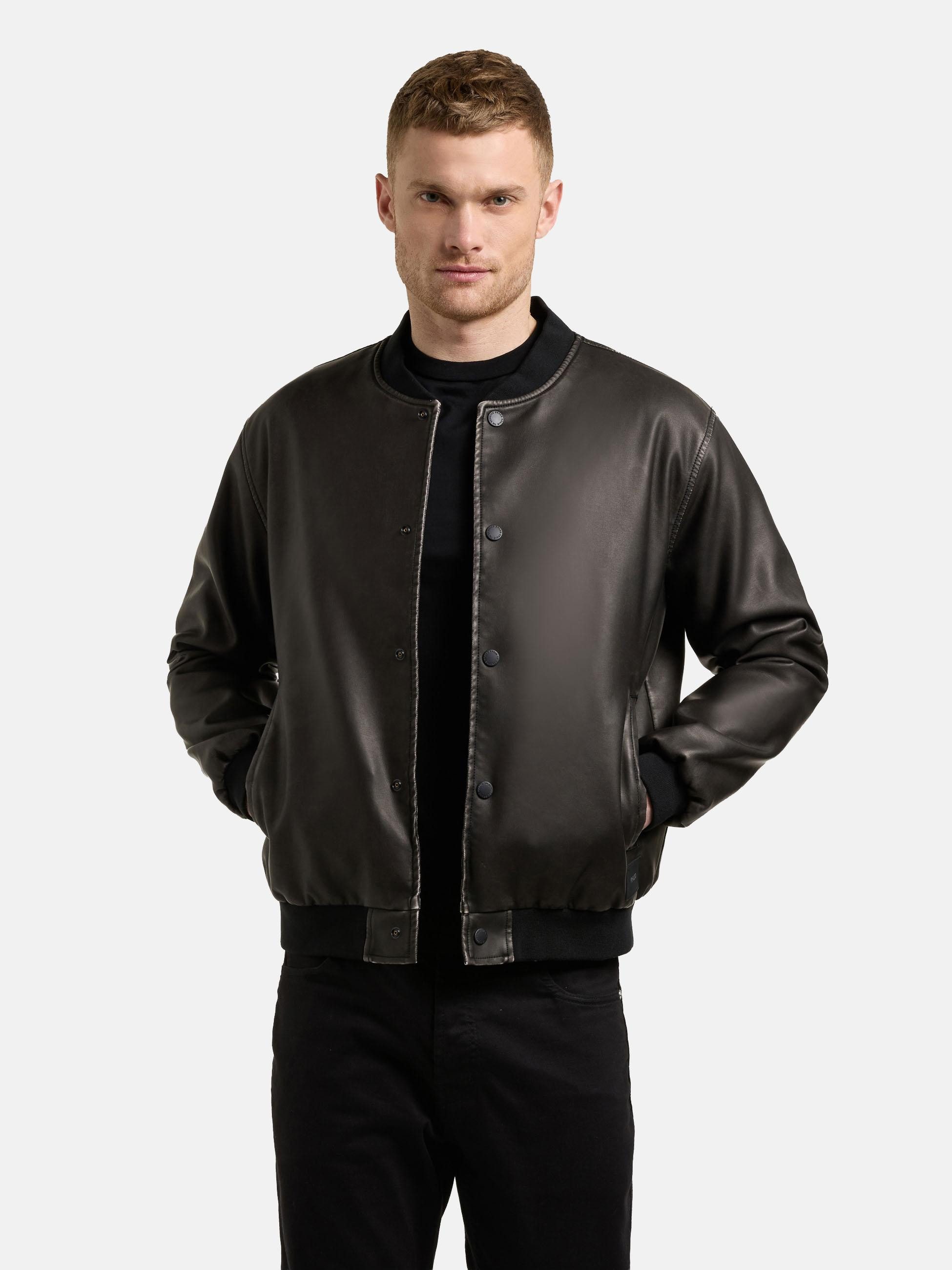 khujo Bomberjacke Cale Lässige Herren Kunstlederjacke