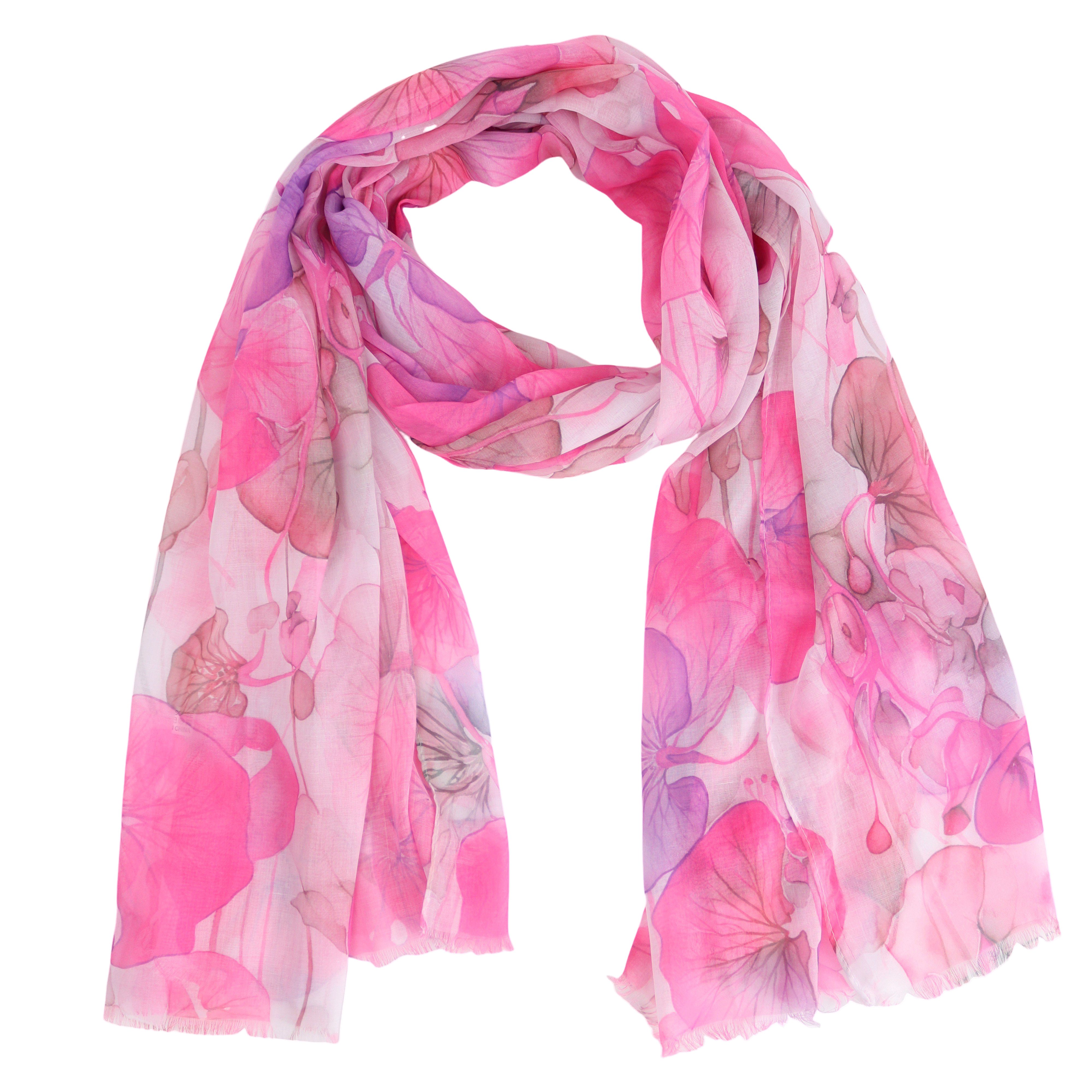 MIRROSI Modeschal Weicher & Leicht Großes Schal, ca.75x180cm, Lotus Print, (aus 100% Viskose, Atemberaubende Designs), Damen Halstuch Stola ideal für Frühling, Sommer und Herbst