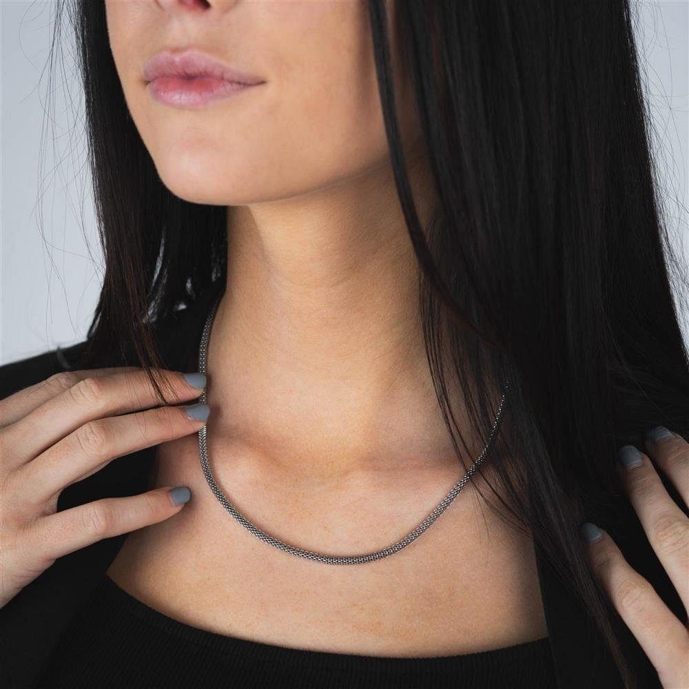 BUNGSA Ketten-Set Edelstahl Halskette Unisex (1-tlg), gewebt Necklace Kette Silber aus