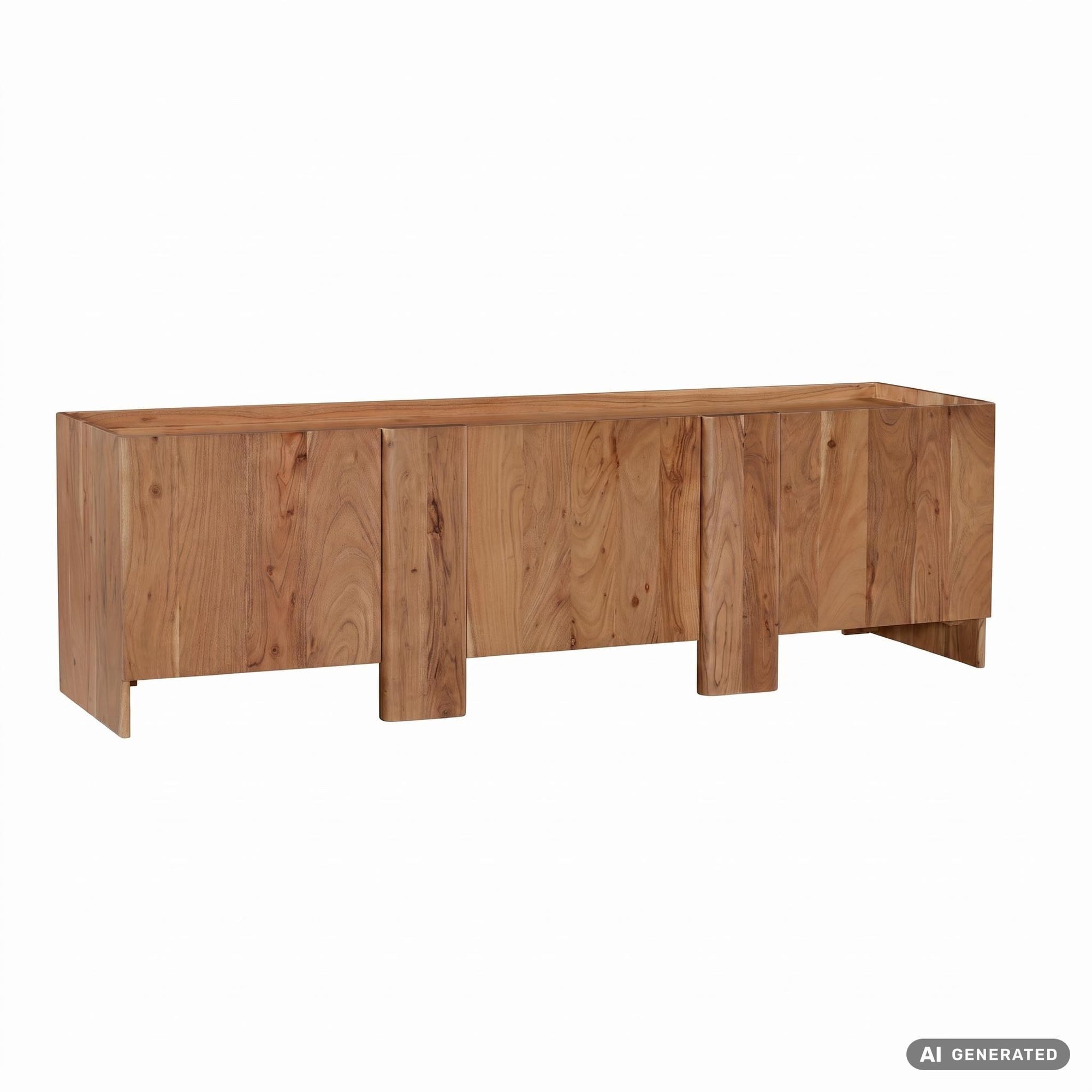 Wohnling Sideboard WL7.911 Anrichte 165cm Wohnzimmer Schrank Esszimmer Groß Modern (Massive Kommode aus Akazienholz mit 3 Türen), Braune Holzkommode mit 3 Fächern Handmade