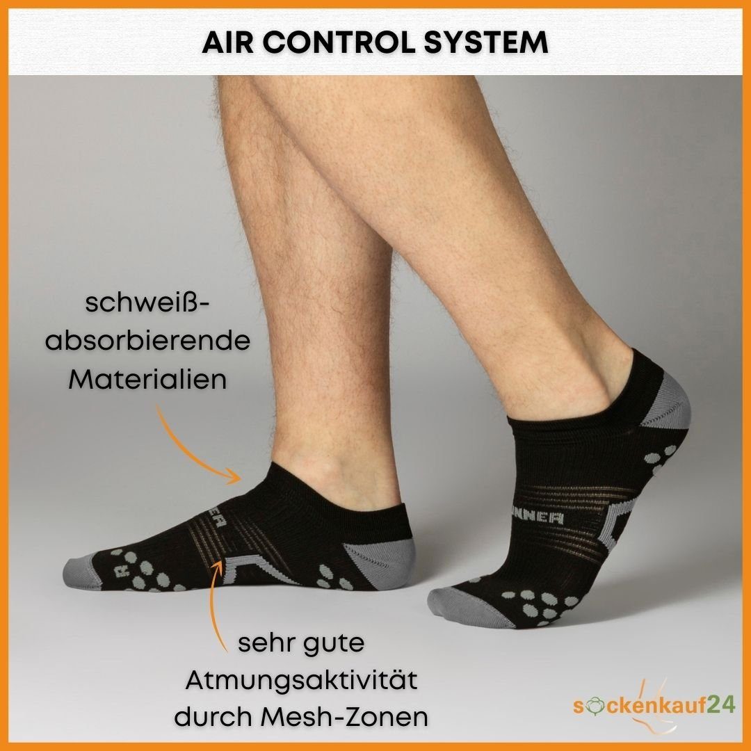sockenkauf24 Laufsocken low Cut Sportsocken für Herren & Damen Laufsocken kurz (3xSchwarz, 3-Paar, 43-46) Atmungsaktive Running Socks 50203P WP