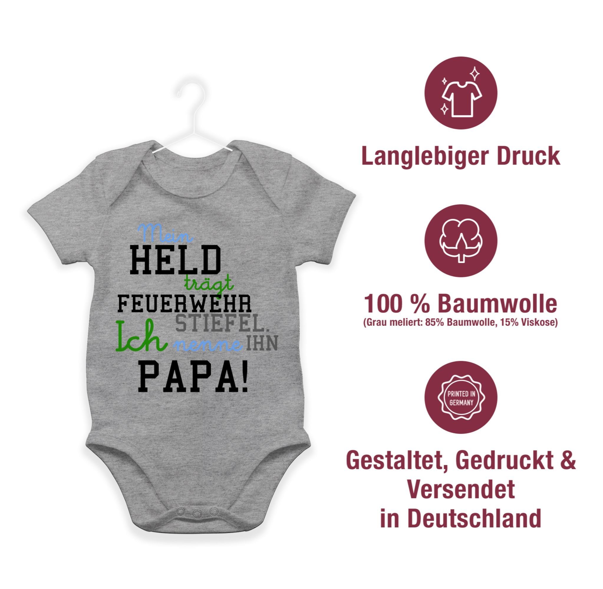 Shirtbody Mein meliert 2 Feuerwehr Grau Papa Feuerwehr Held Junge Shirtracer