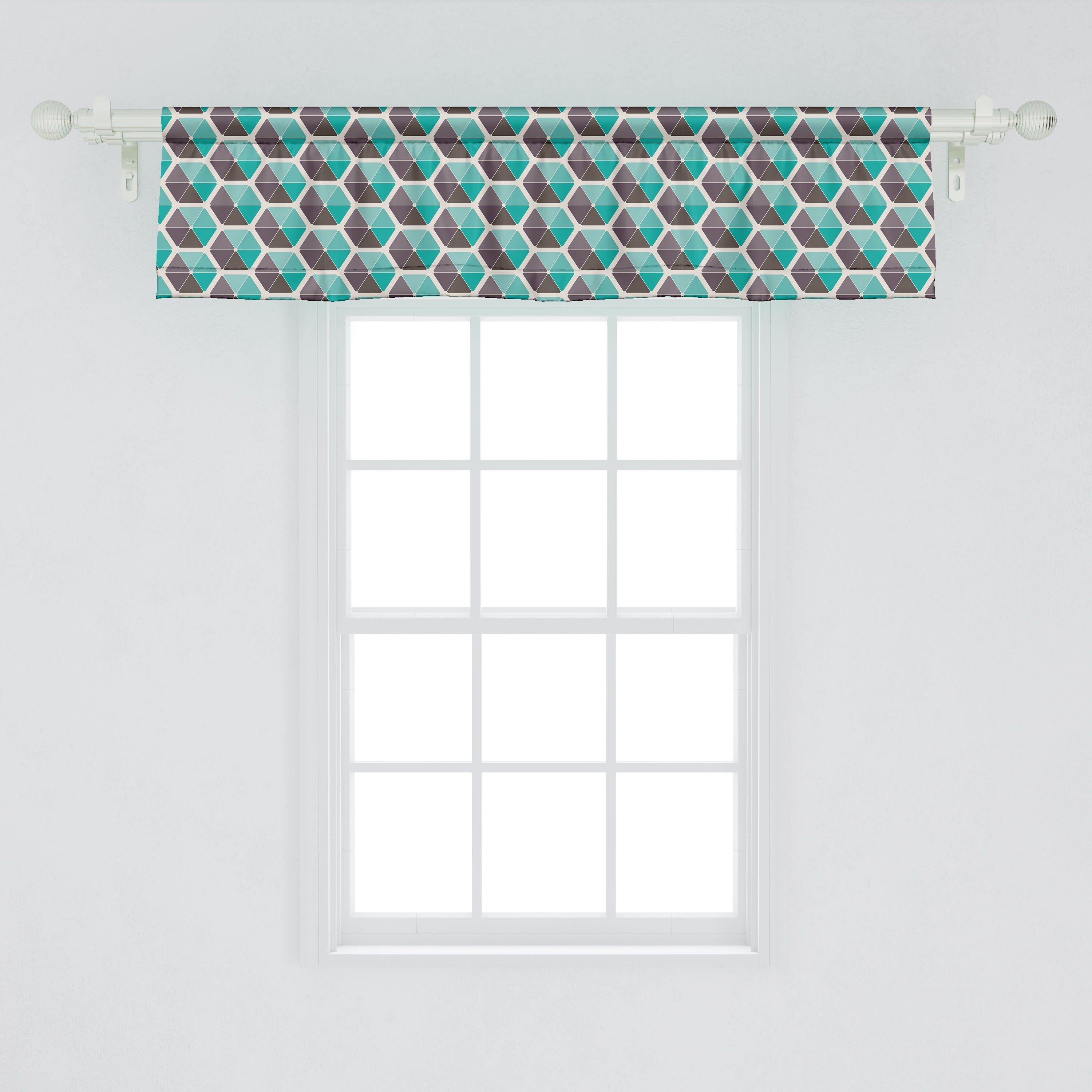 Scheibengardine Vorhang Volant für Dekor Türkis Schlafzimmer Microfaser, Küche Abakuhaus, mit Hexagons Und Stangentasche, Brown