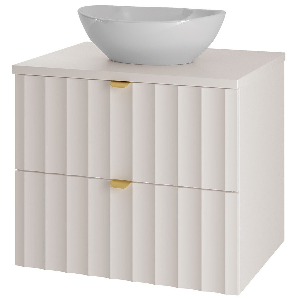Lomadox Waschtisch AVOLA-140, Waschtischunterschrank 60 cm breit inkl. Waschbecken Gäste WC in weiß