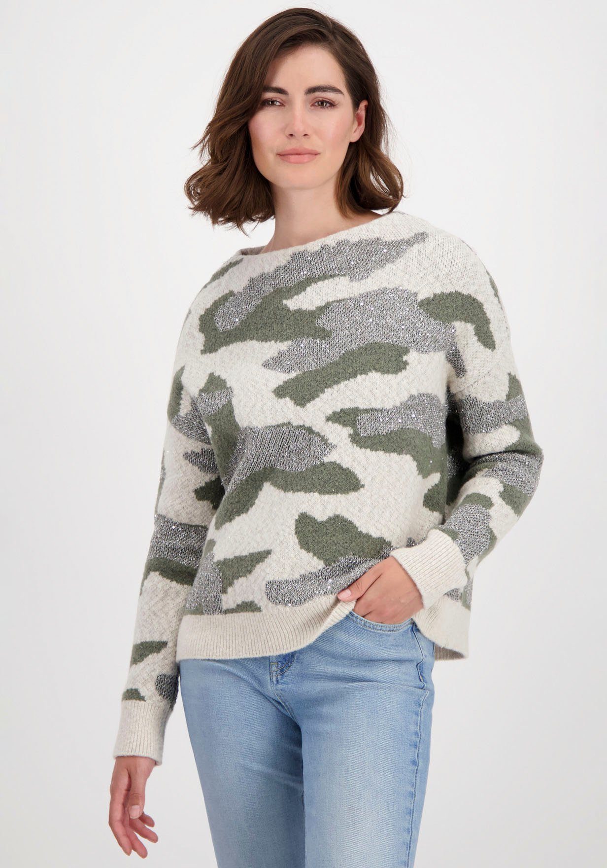 Monari Strickpullover Pullover Camouflage in Camouflage Muster