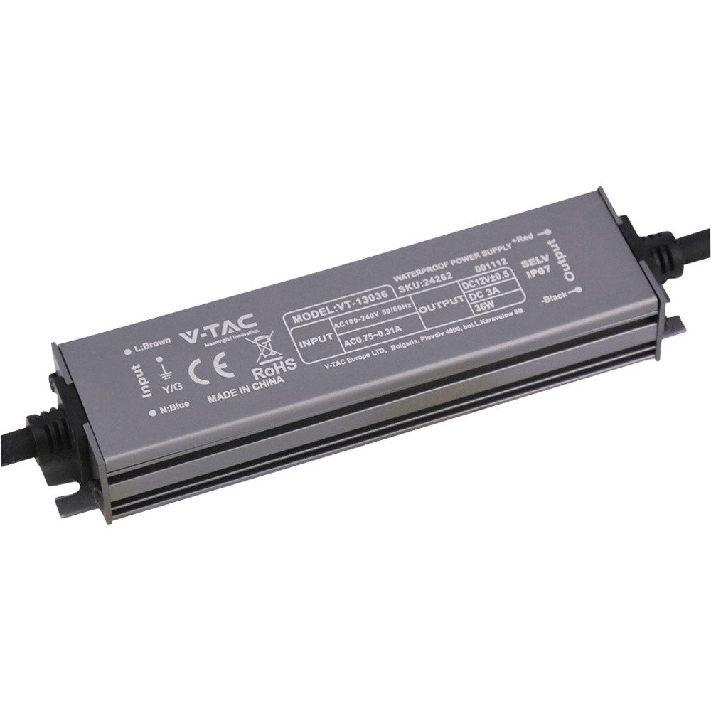 V-TAC V-TAC VT-13036 LED-Trafo Konstantspannung 36 W 3 A 12 V/DC nicht dimm LED Trafo