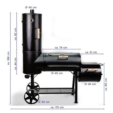 TAINO Smoker CHIEF, kaltgewalzter Stahl, horizontale und vertikale Räucherkammer
