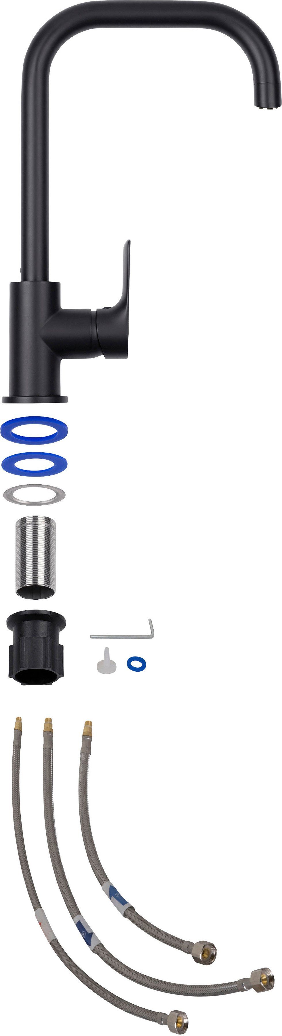 CORNAT Spültischarmatur Einhebelarmatur "Noir Round", ND, Druckguss, schwar günstig online kaufen