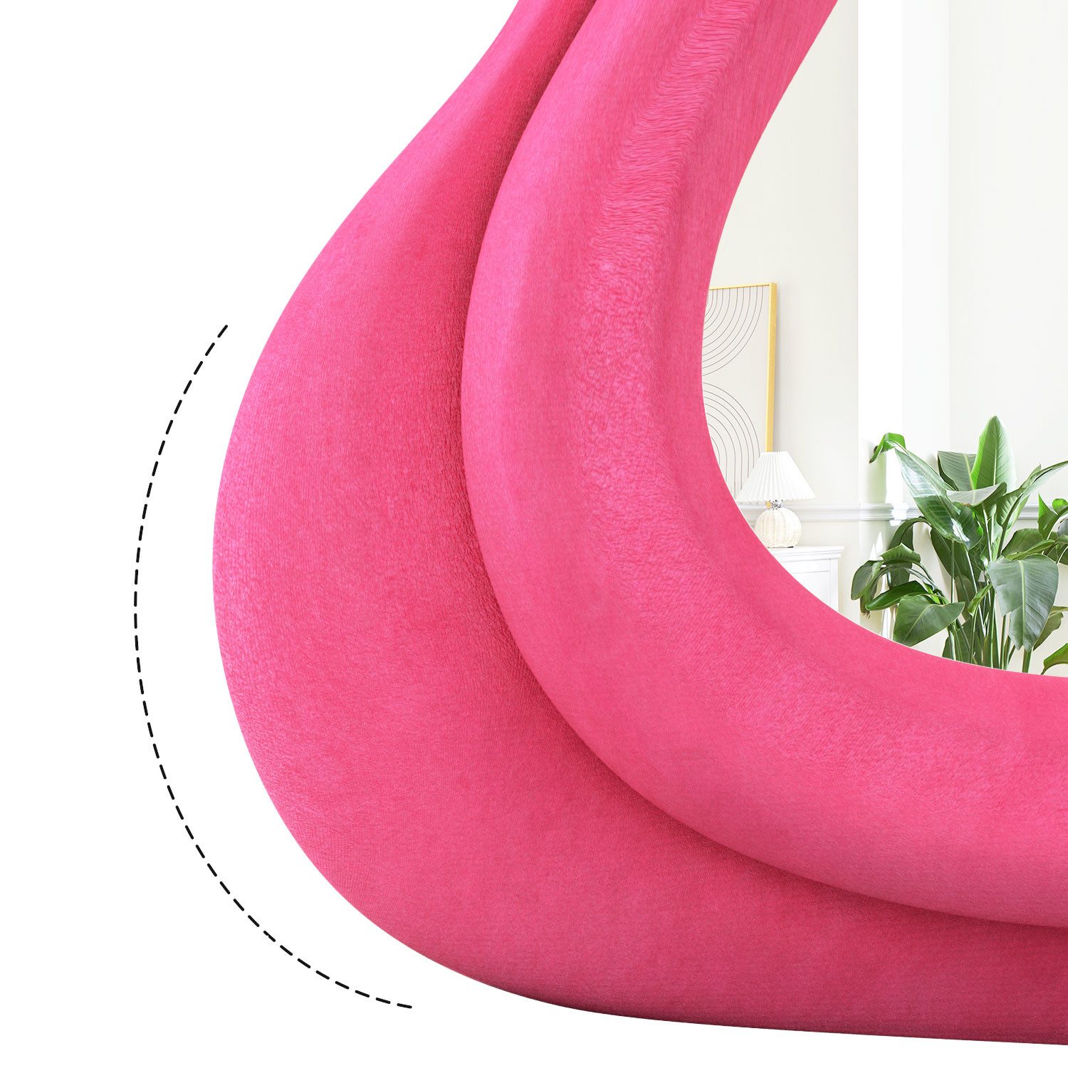 CASSILANDO Ganzkörperspiegel Kreativer Wellenspiegel 63x24", Design mit Holzrahmen, mit weichem Samtstoffrahmen & Sicherheitsglas
