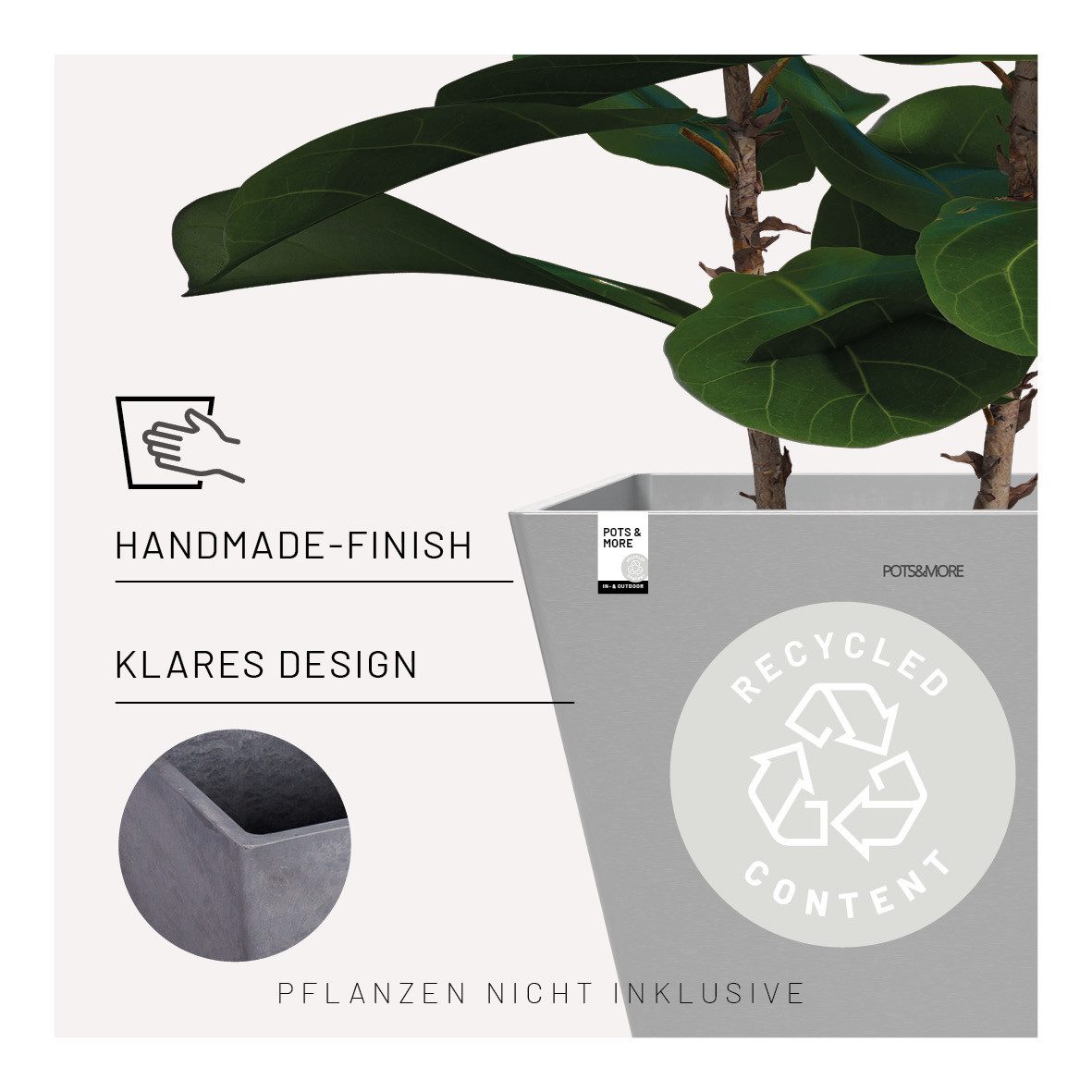 Valo Blumentopf POTS&MORE Pflanztopf Prismo 30, ø 31 cm quadratisch Terrakotta Höhe