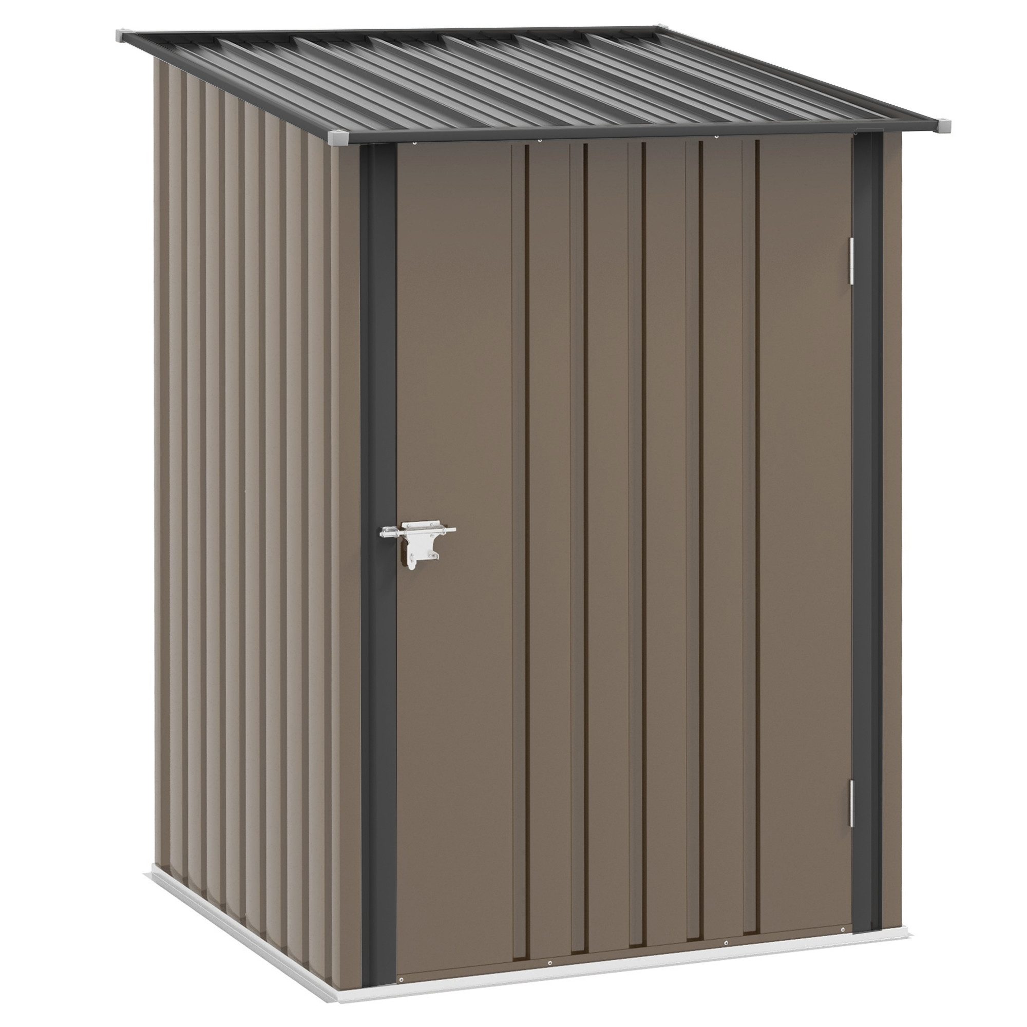 CHICFURN Gerätehaus Stahl Gerätehaus 0,92 m² abschließbar, BxT: 100x103 cm, (Packung, 1 St., 100x103x160cm, Braun), mit Pultdach und hoher Stabilität