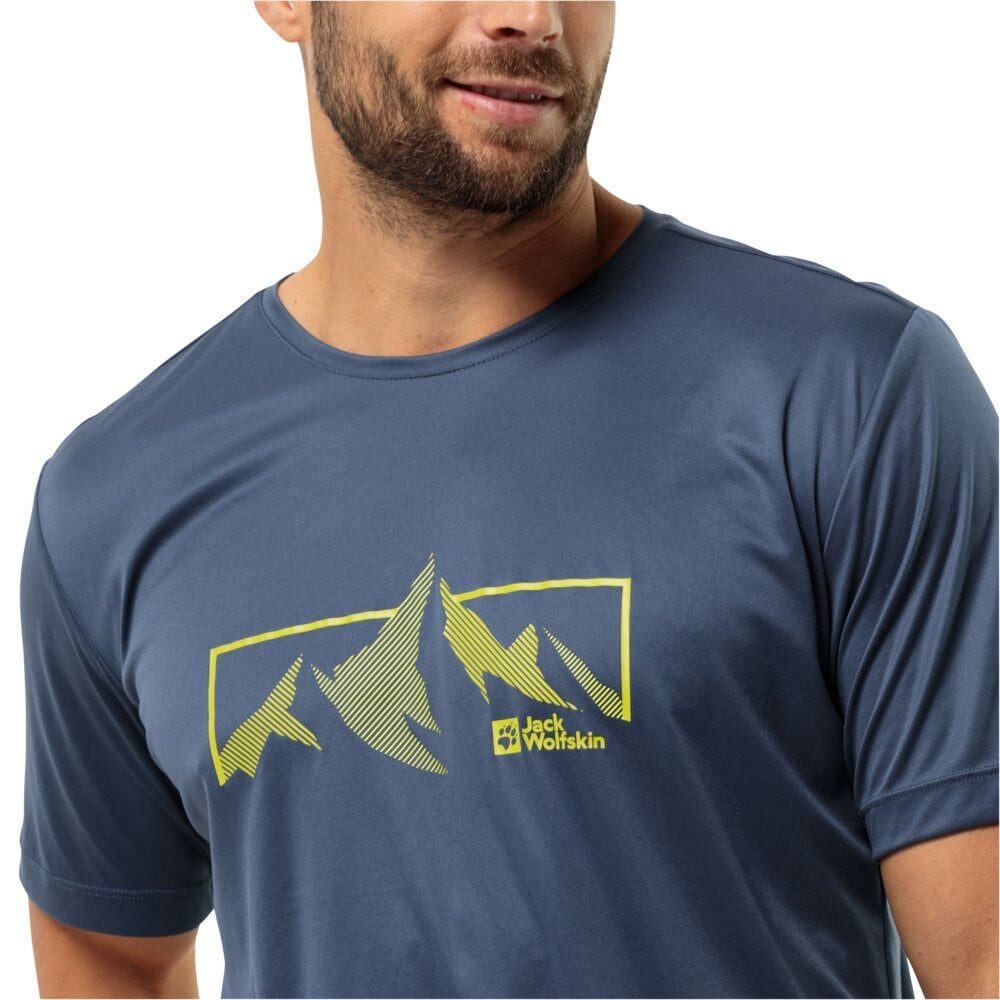 Jack Wolfskin T-Shirt Peak Graphic (atmungsaktiv, geruchshemmend) skyblau Herren