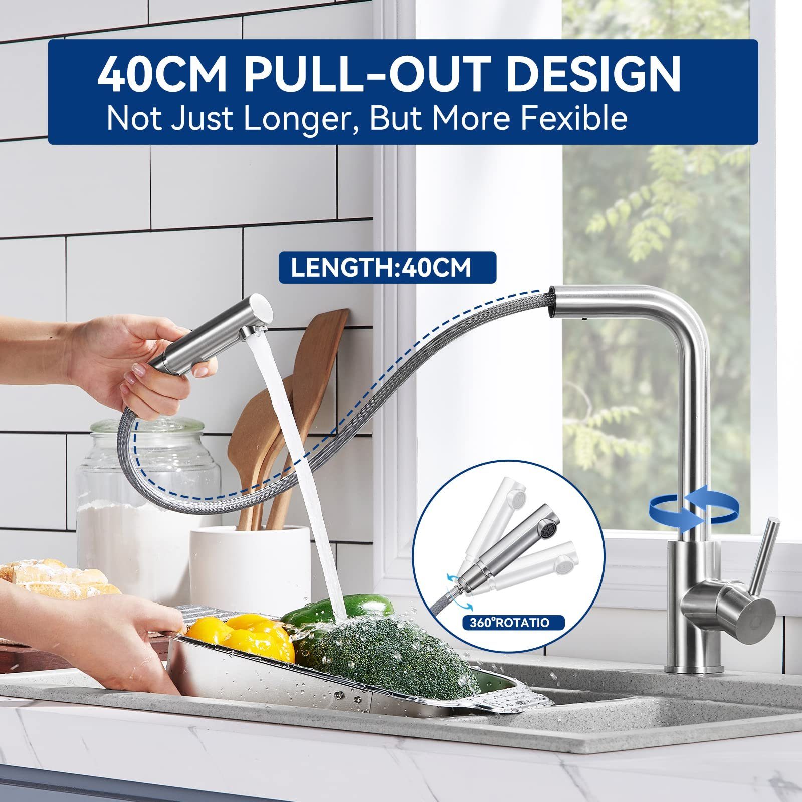 Mischbatterie Küchenarmatur Hochdruck CECIPA Wasserhahn Ausziehbar Küchenarmatur Armatur