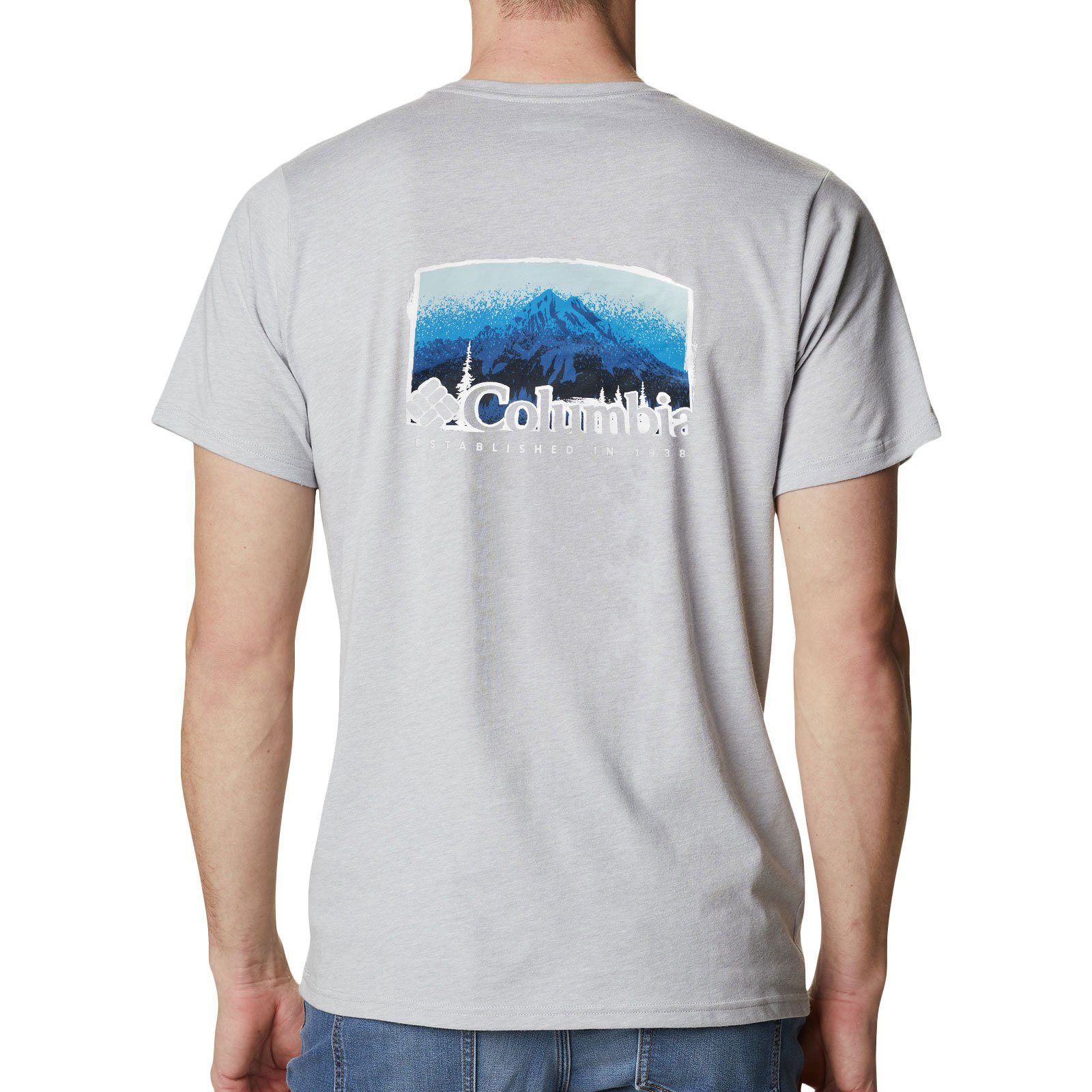 Columbia mit der Ridge™ Graphic heather Back Rückseite Druck grafischem Rapid II 039 Kurzarmshirt auf grey Tee