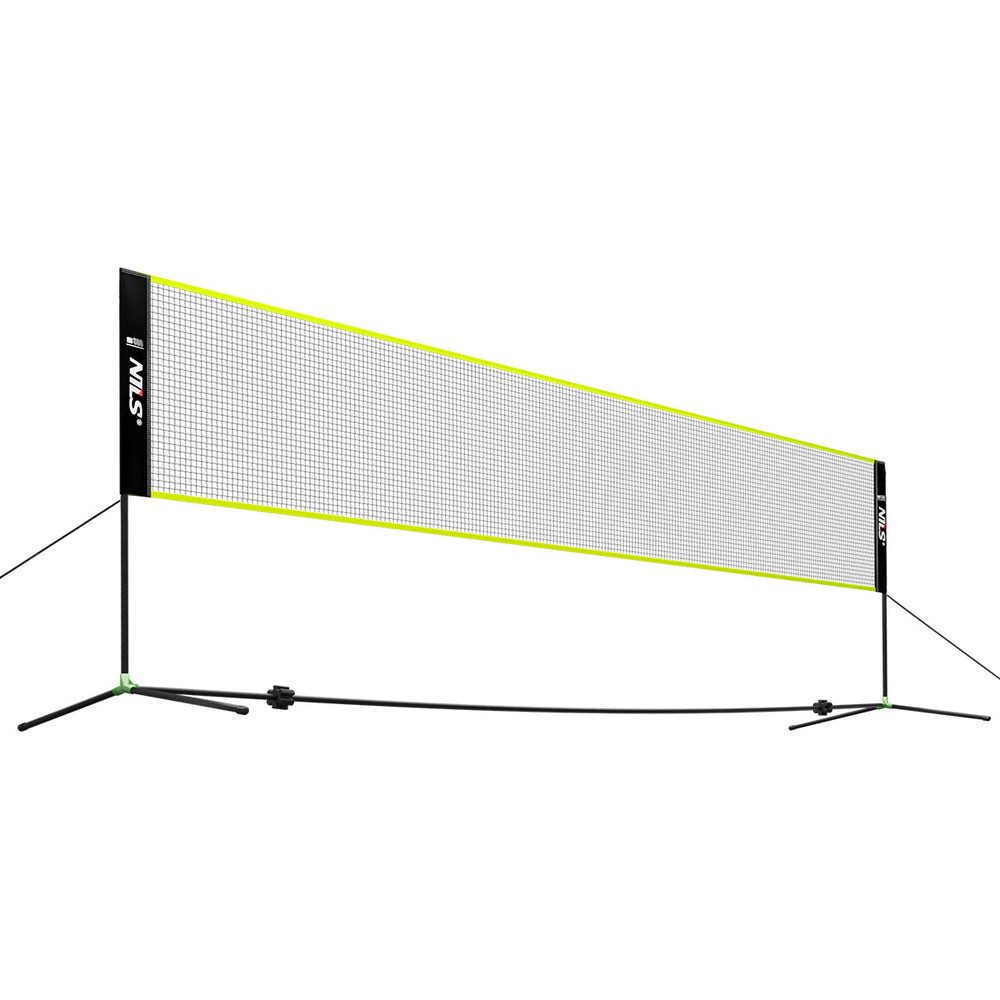 Nils Badmintonnetz Federballnetz Standnetz Freizeitnetz (Spar-Set, 1-St., 500 x 155 cm freistehend), freistehend, wetterfest, werkzeuglos, tragbar