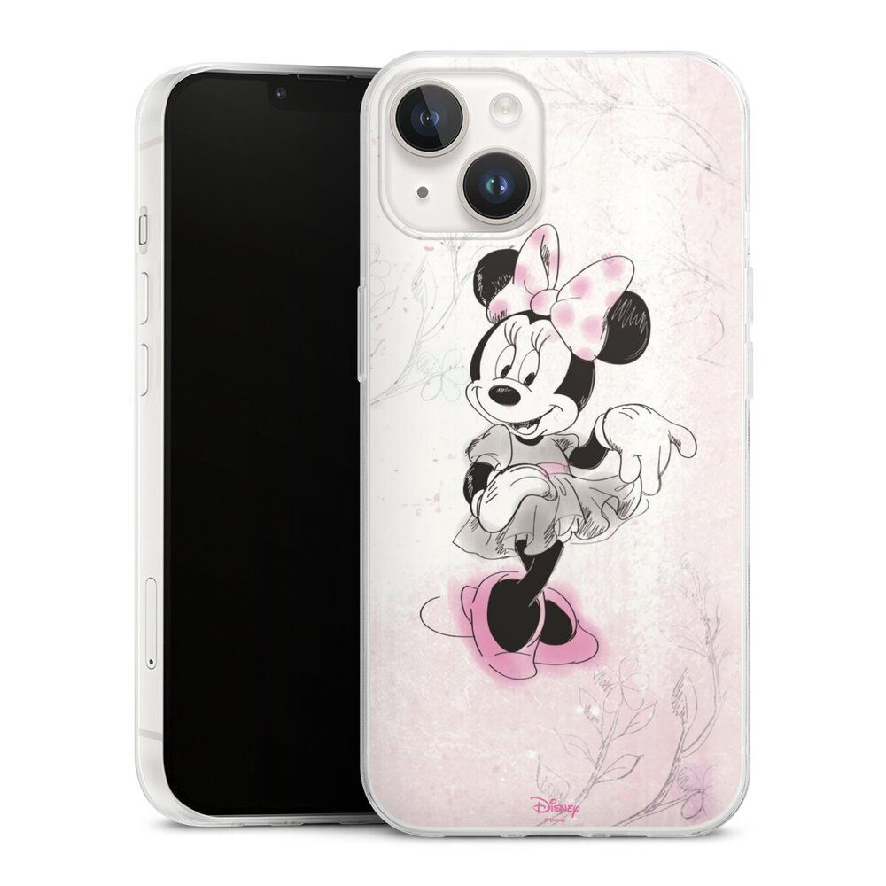 DeinDesign Handyhülle Minnie Mouse Disney Vintage Minnie Watercolor, Apple iPhone 14 Slim Case Silikon Hülle Ultra Dünn Schutzhülle